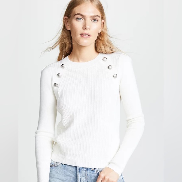 VERONICA BEARD Simi Wool Button-Shoulder Raglan Sweater